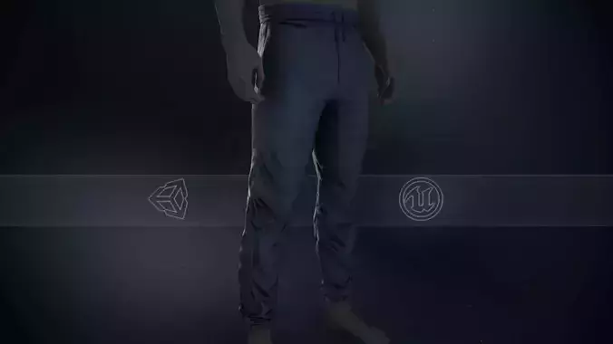 Blue Stonewashed Jogger Pants Low-poly 3D model