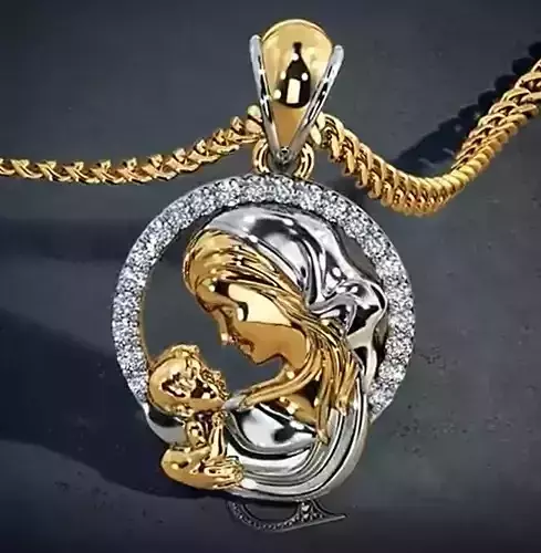 Pendent mother and son gold loket