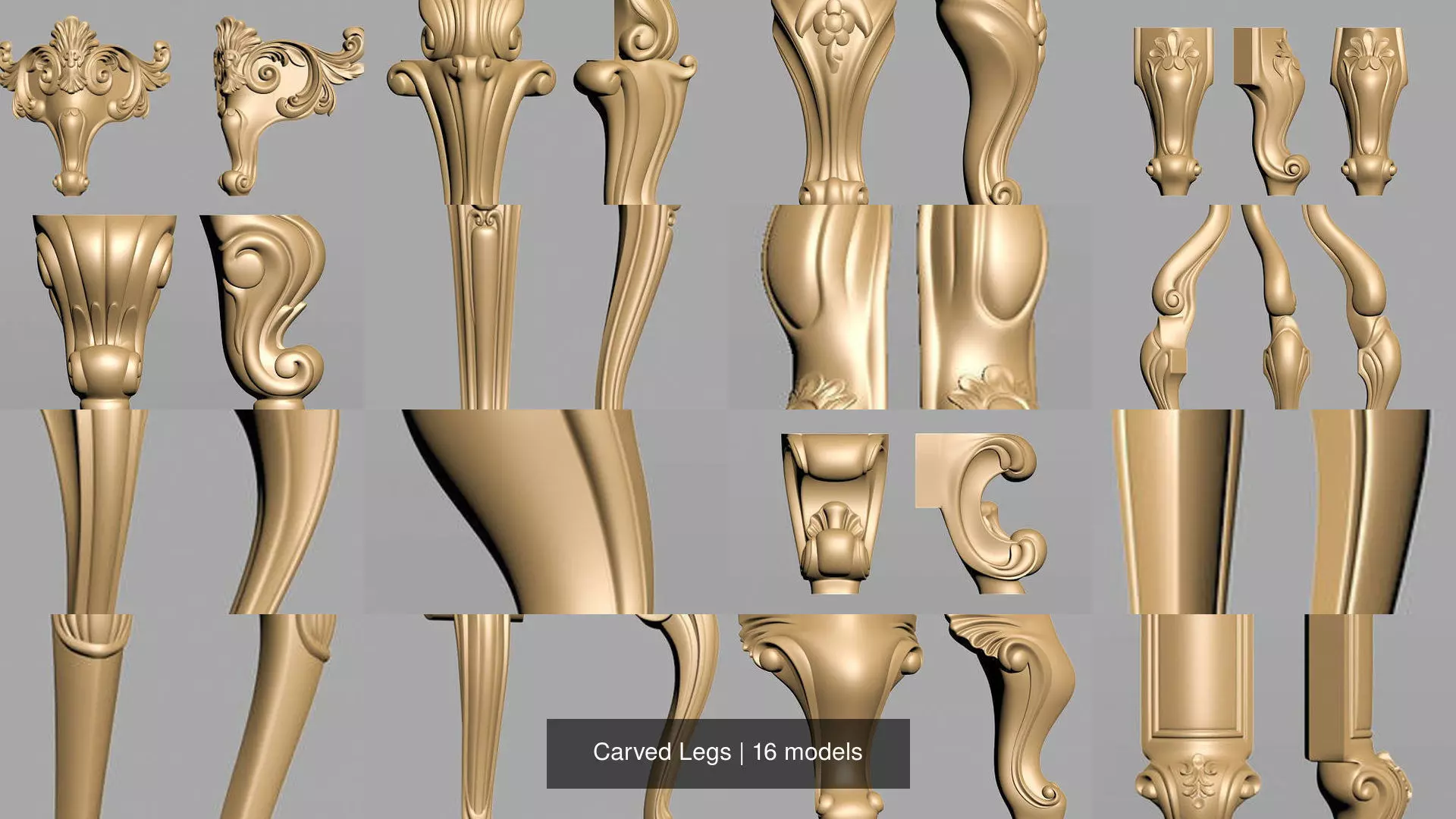 Carved Legs 3D Model Collection_0