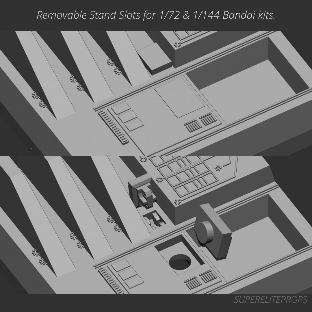 3D STL LOW ALTITUDE Death Star tiles with Vehicle stand slots 3D print model_4