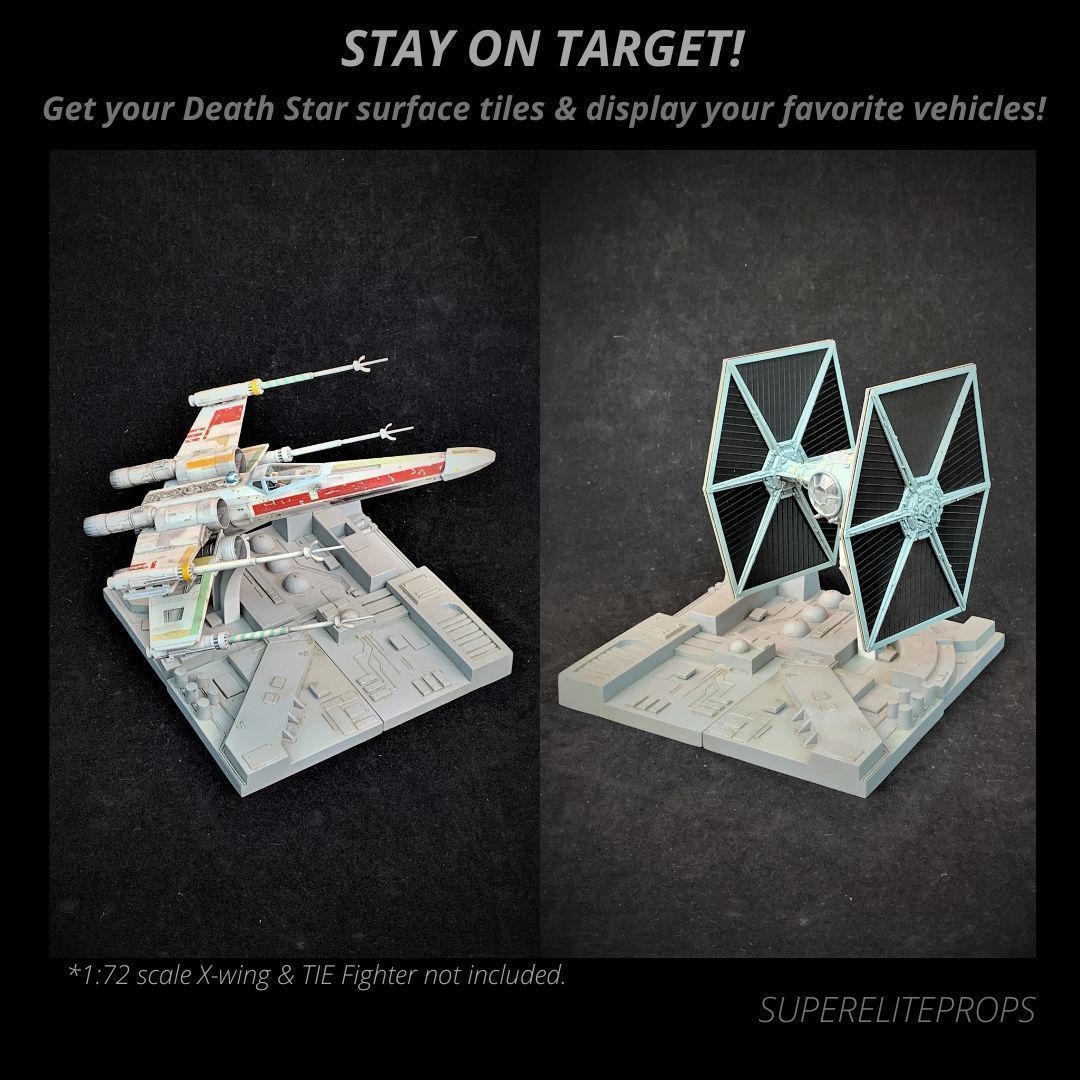 3D STL LOW ALTITUDE Death Star tiles with Vehicle stand slots 3D print model_9