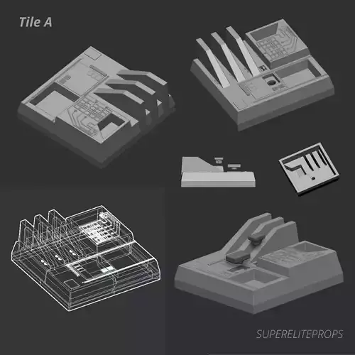 3D STL LOW ALTITUDE Death Star tiles with Vehicle stand slots 3D print model