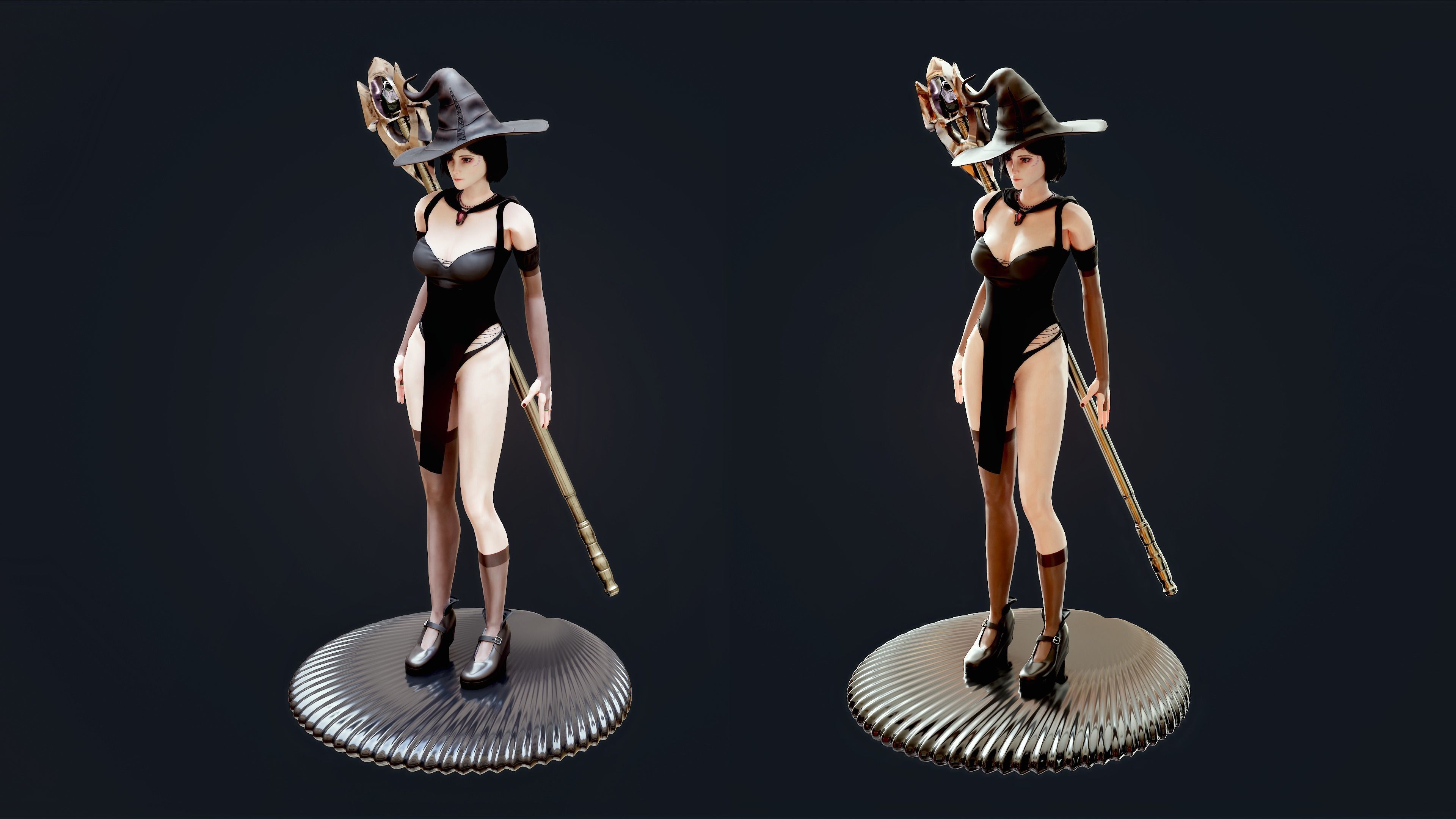 Witch Lady Game Ready Character Low-poly 3D model_52