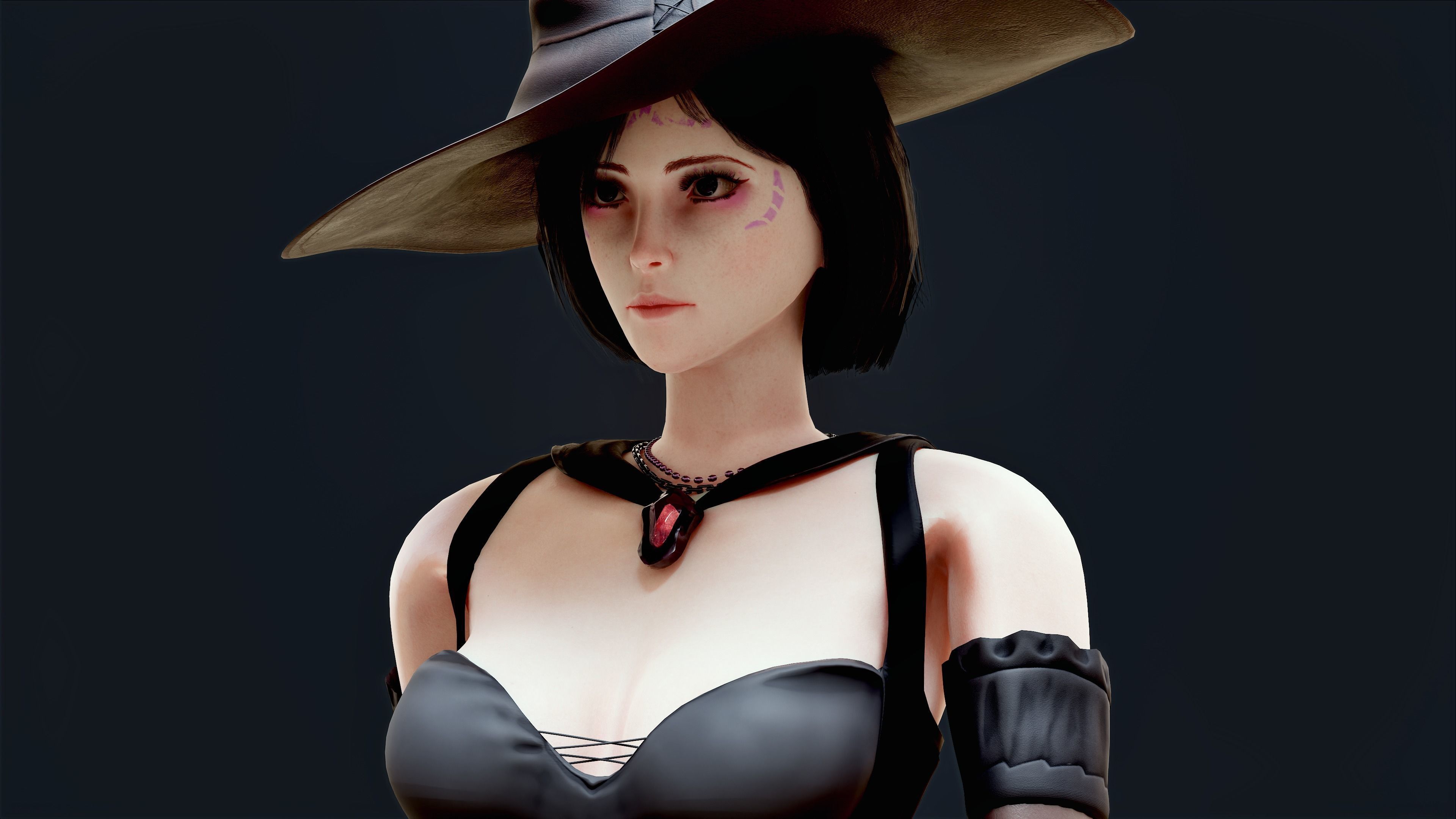 Witch Lady Game Ready Character Low-poly 3D model_49