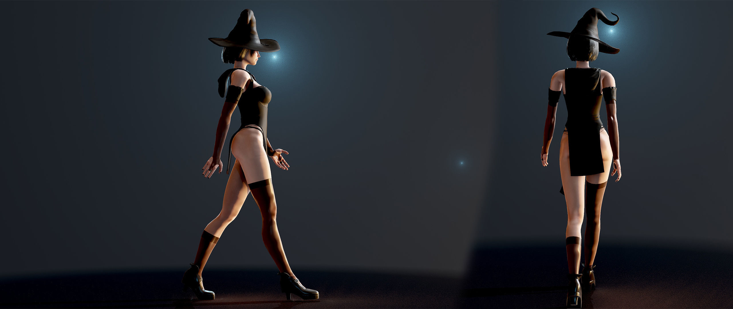 Witch Lady Game Ready Character Low-poly 3D model_45