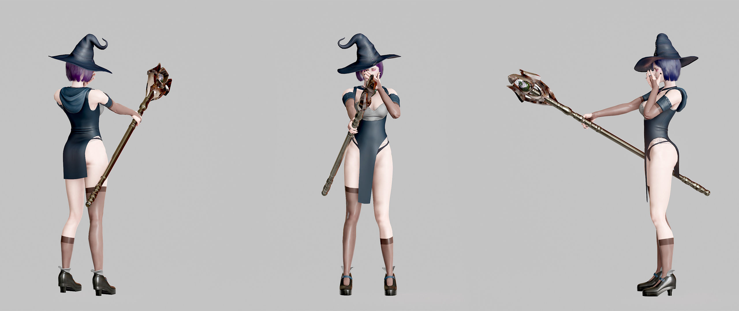 Witch Lady Game Ready Character Low-poly 3D model_29