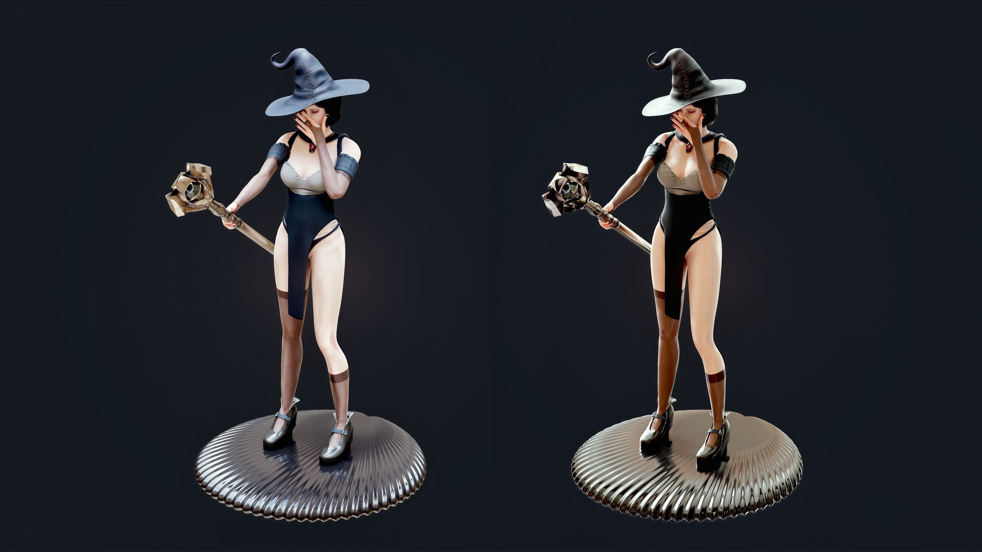 Witch Lady Game Ready Character Low-poly 3D model_57