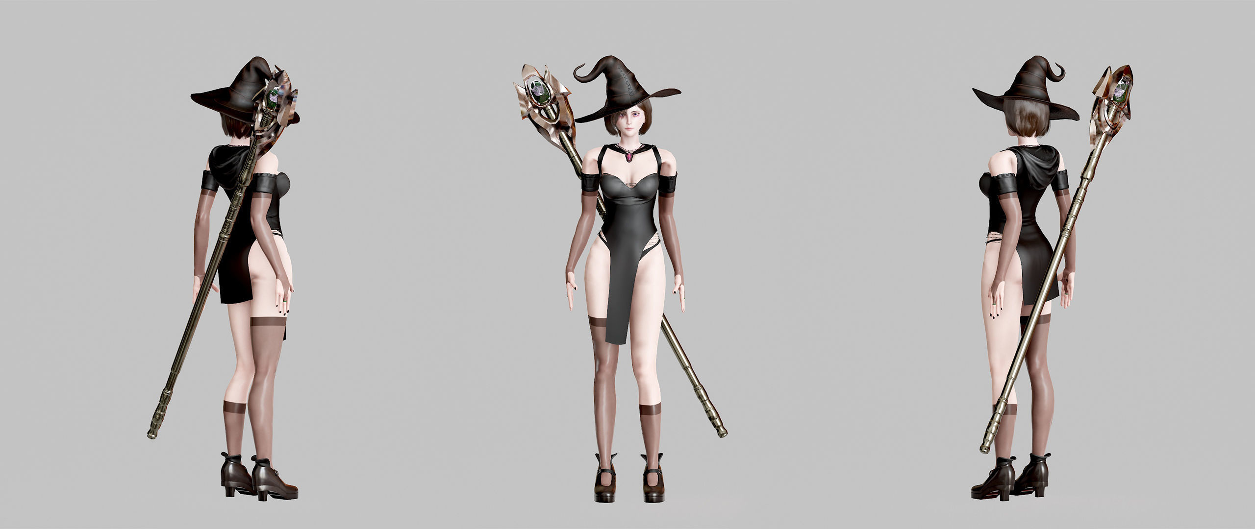 Witch Lady Game Ready Character Low-poly 3D model_27