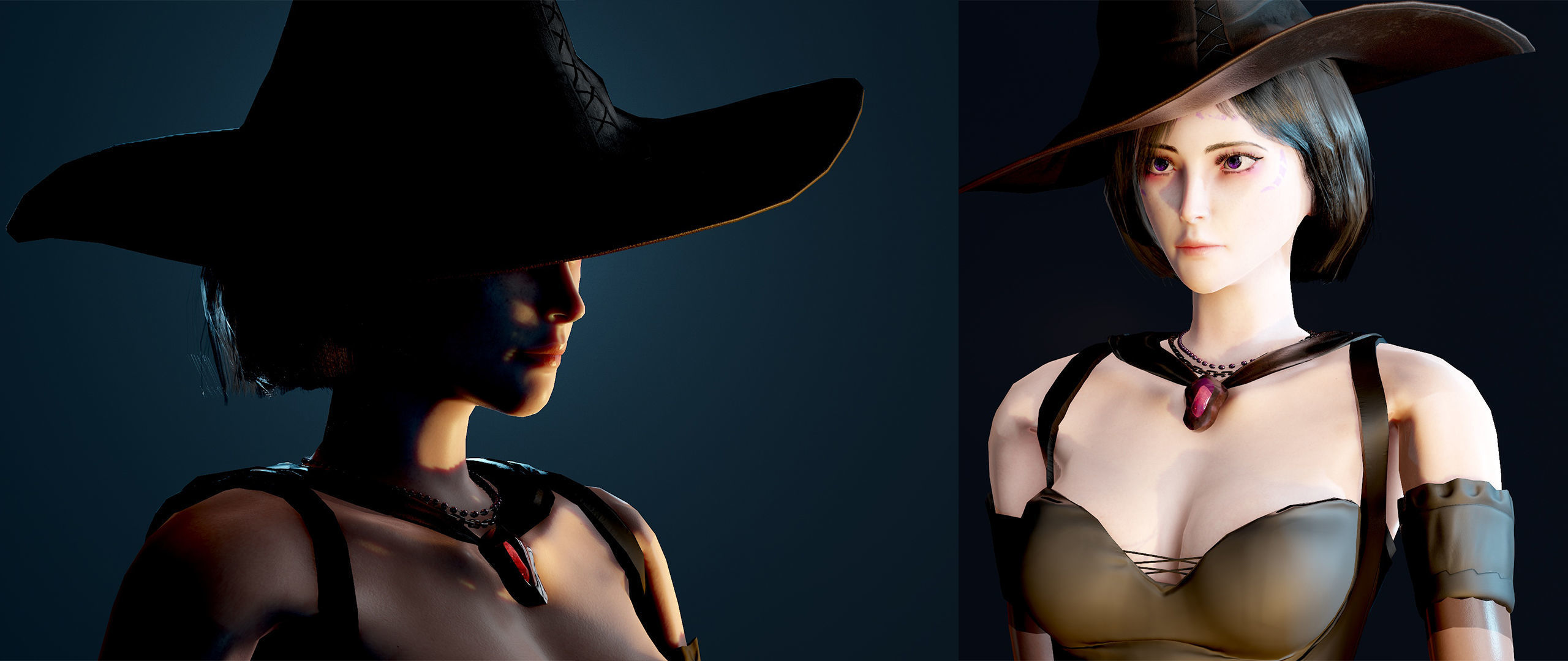 Witch Lady Game Ready Character Low-poly 3D model_44