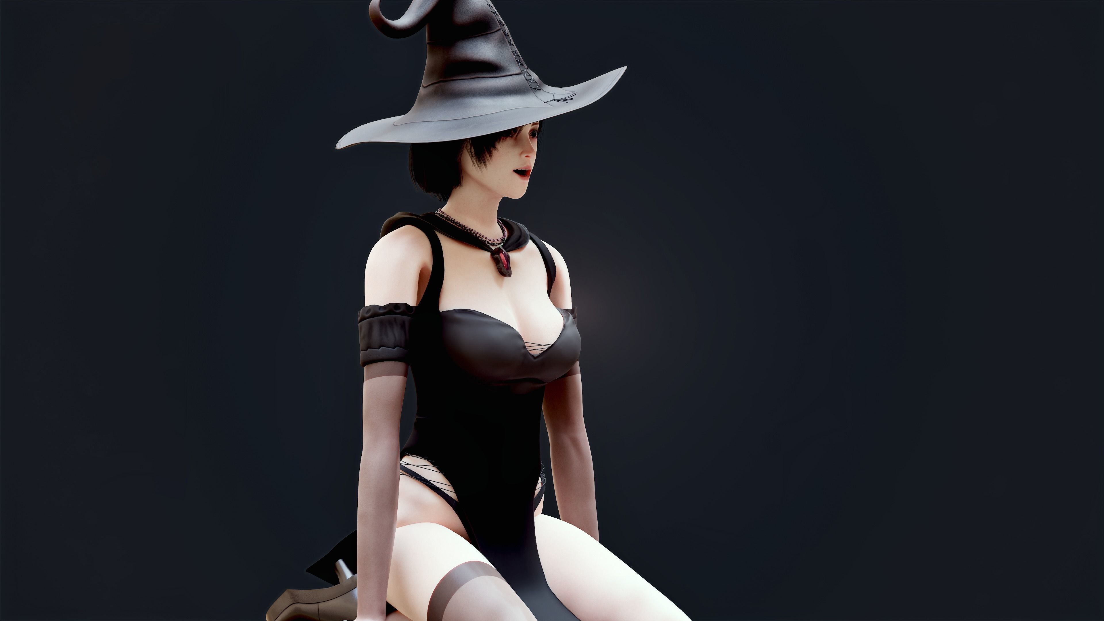 Witch Lady Game Ready Character Low-poly 3D model_50