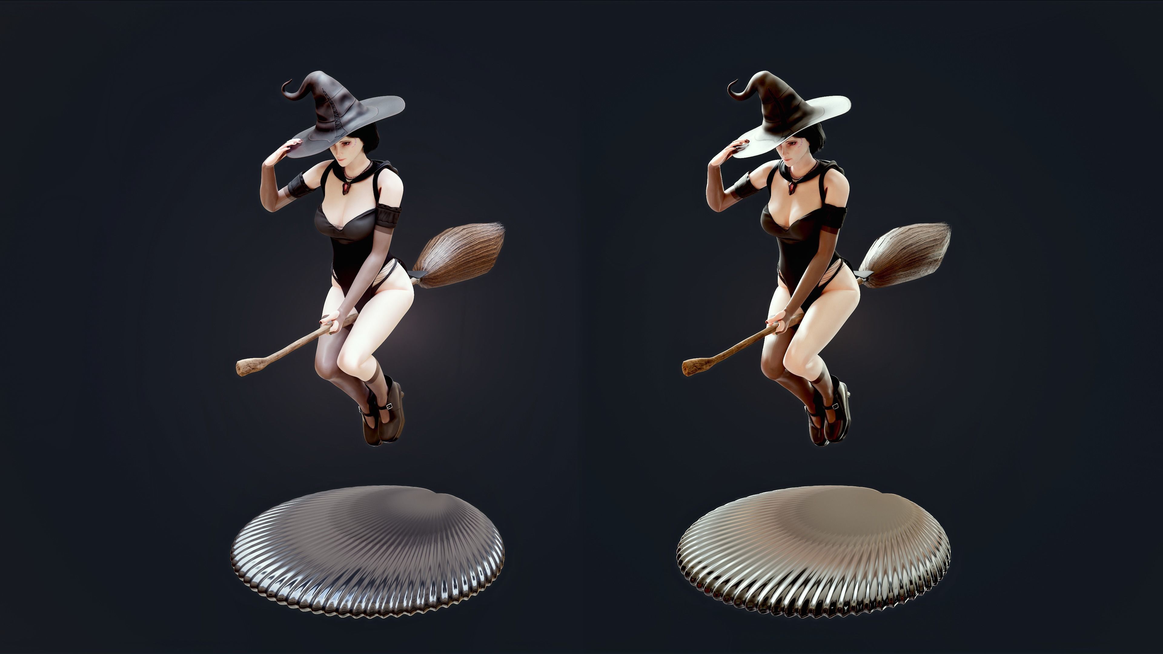 Witch Lady Game Ready Character Low-poly 3D model_56