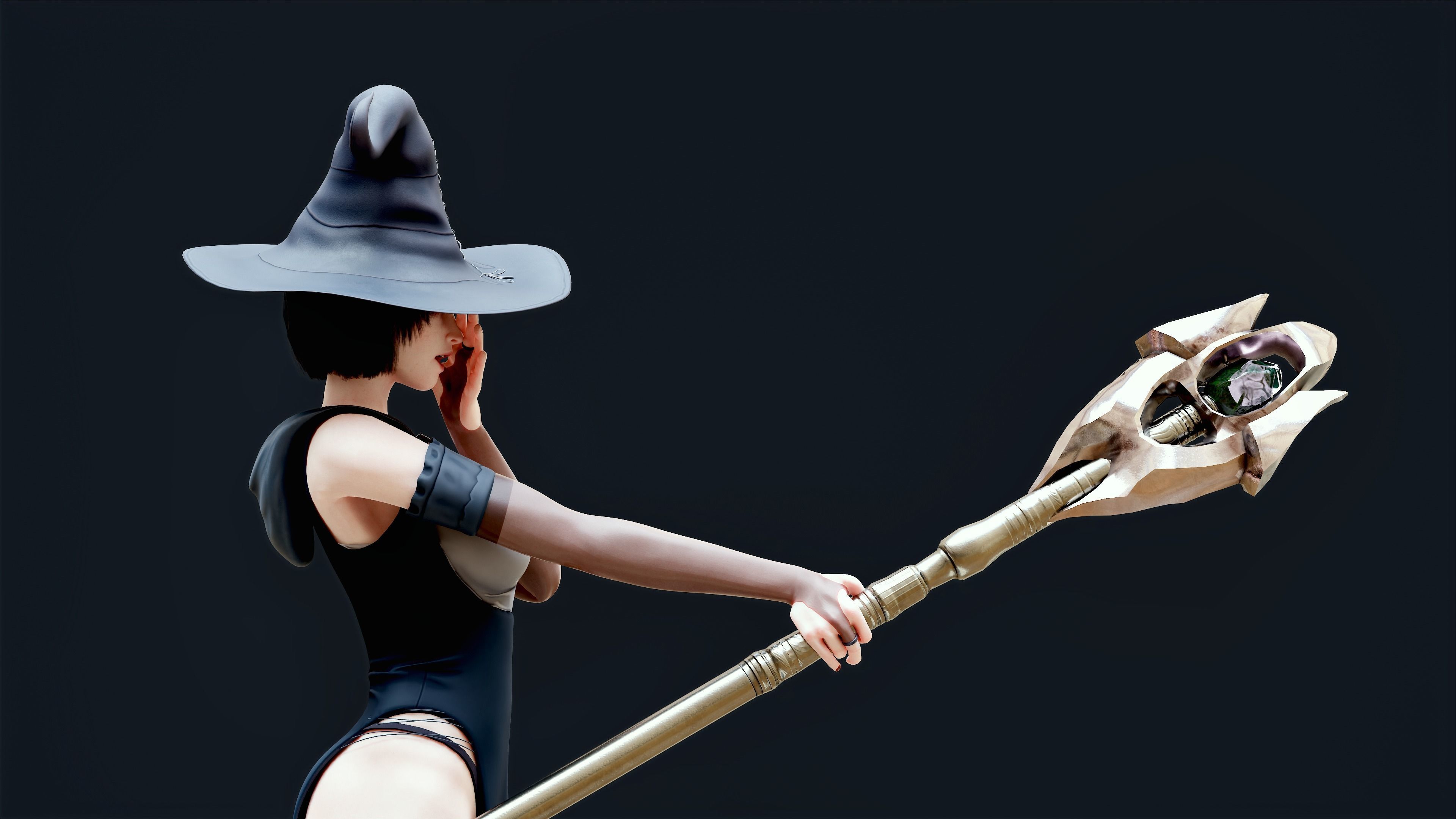 Witch Lady Game Ready Character Low-poly 3D model_51