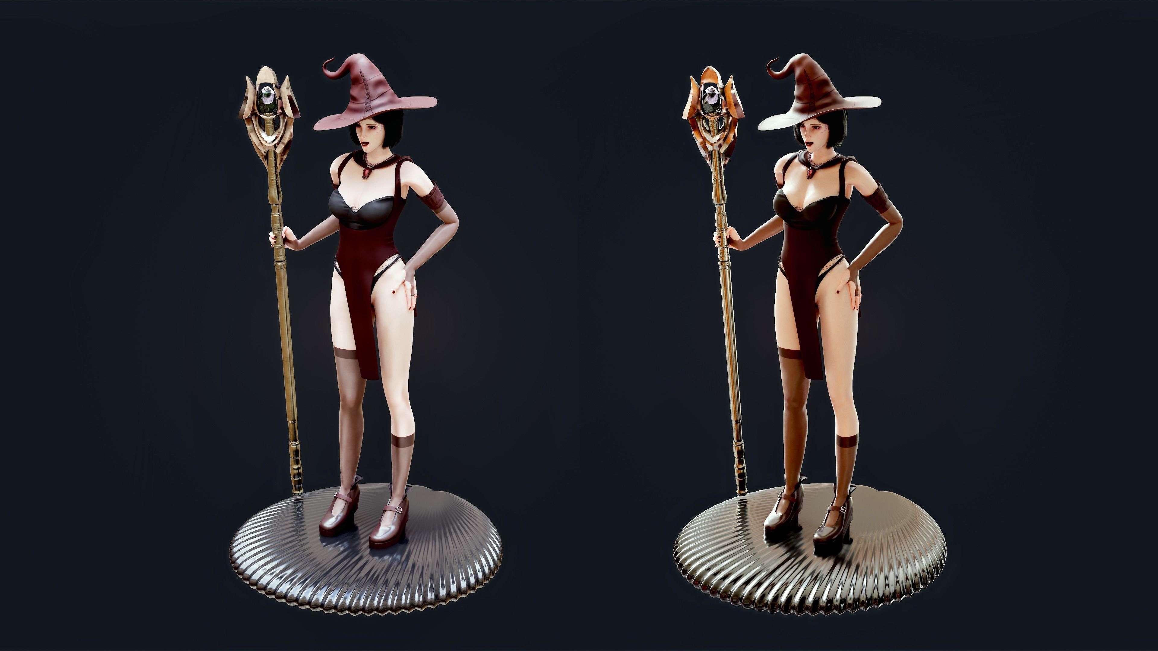 Witch Lady Game Ready Character Low-poly 3D model_55