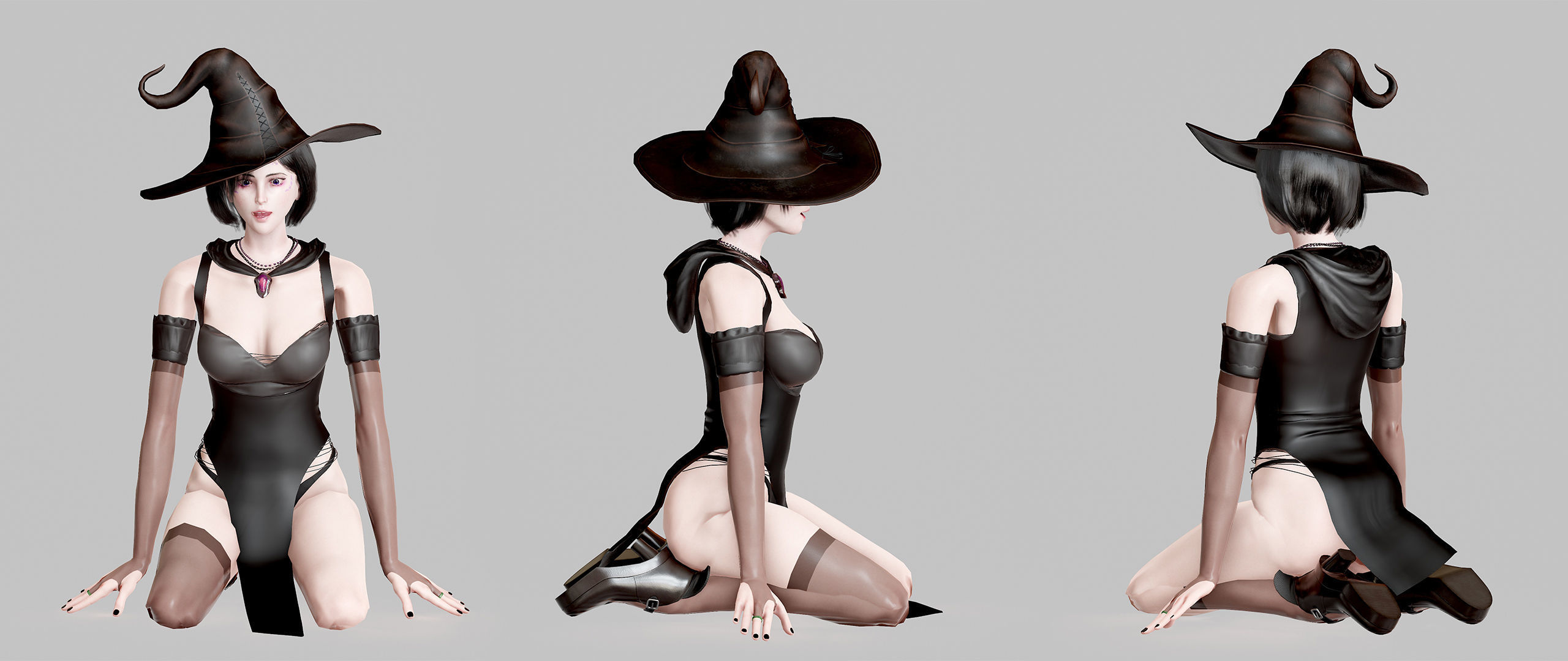 Witch Lady Game Ready Character Low-poly 3D model_33