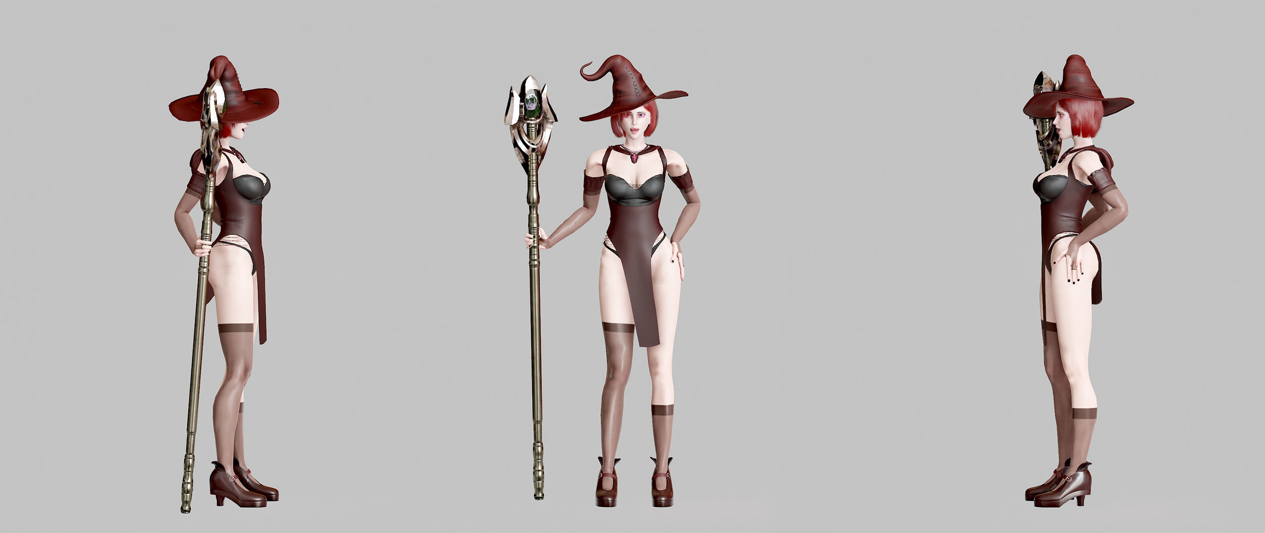 Witch Lady Game Ready Character Low-poly 3D model_30