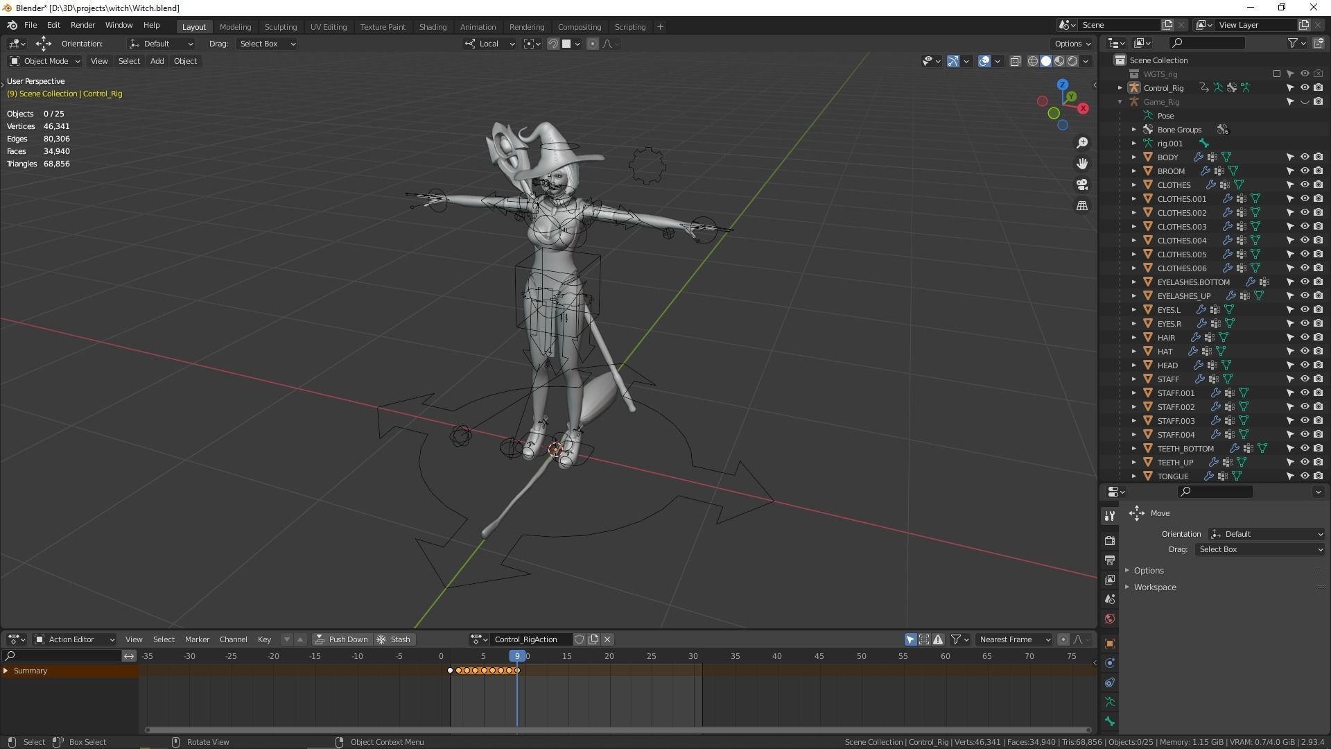Witch Lady Game Ready Character Low-poly 3D model_11