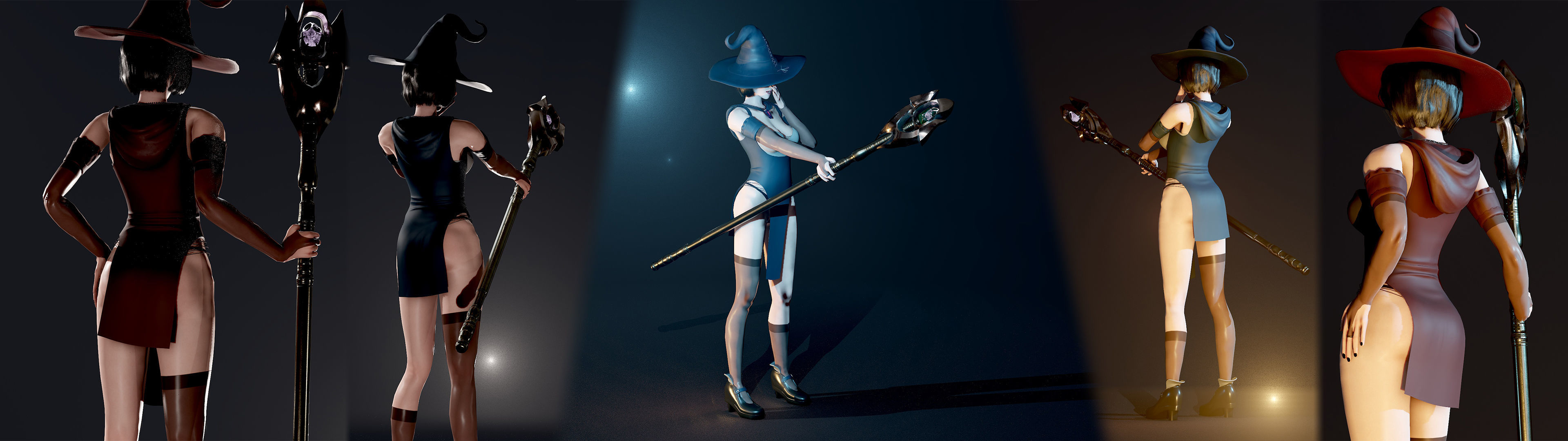 Witch Lady Game Ready Character Low-poly 3D model_48