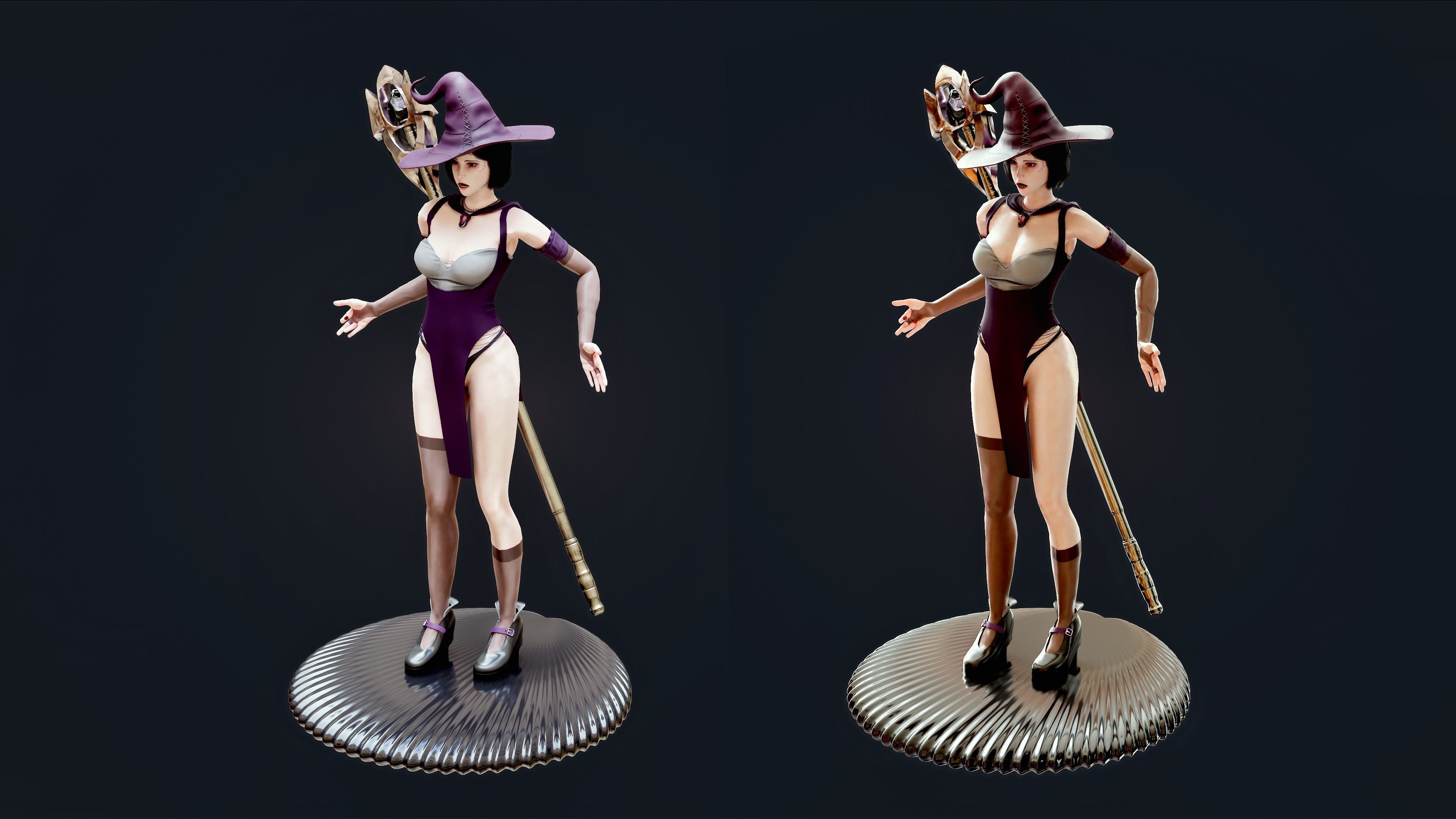 Witch Lady Game Ready Character Low-poly 3D model_54