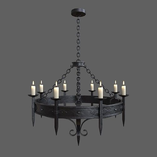 Medieval Chandelier Low-poly 3D model