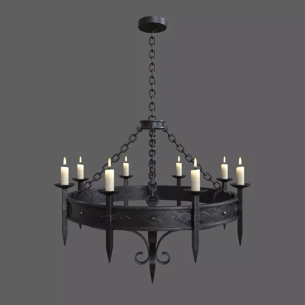Medieval Chandelier Low-poly 3D model
