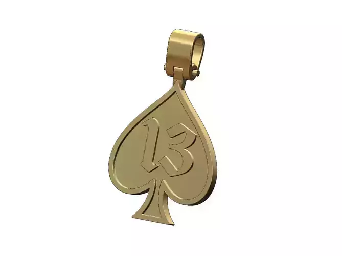13 engraving ace of spades pendant with bail