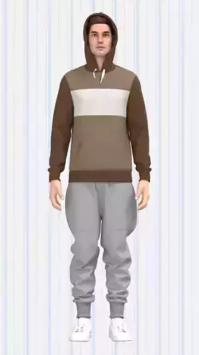 Mens Cut and Sew Hoodie and Sweat Pant Low-poly 3D model