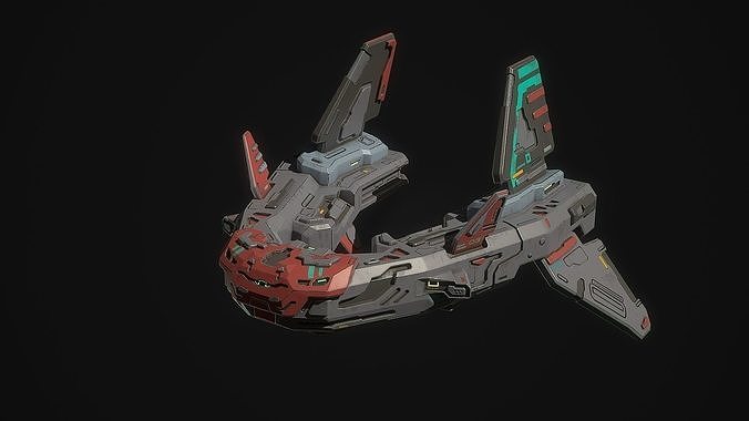 Sci fi V fighter spaceship Low-poly 3D model