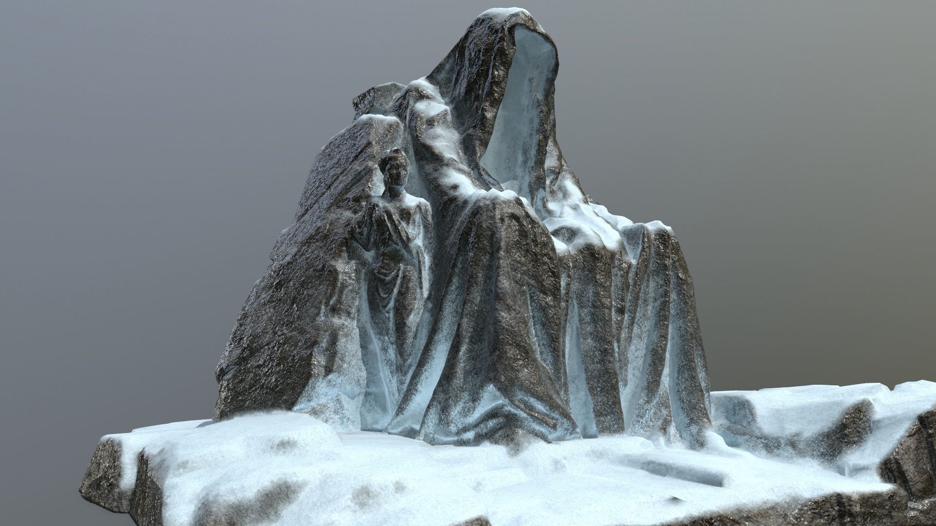 snow statue gate  Low-poly 3D model_2