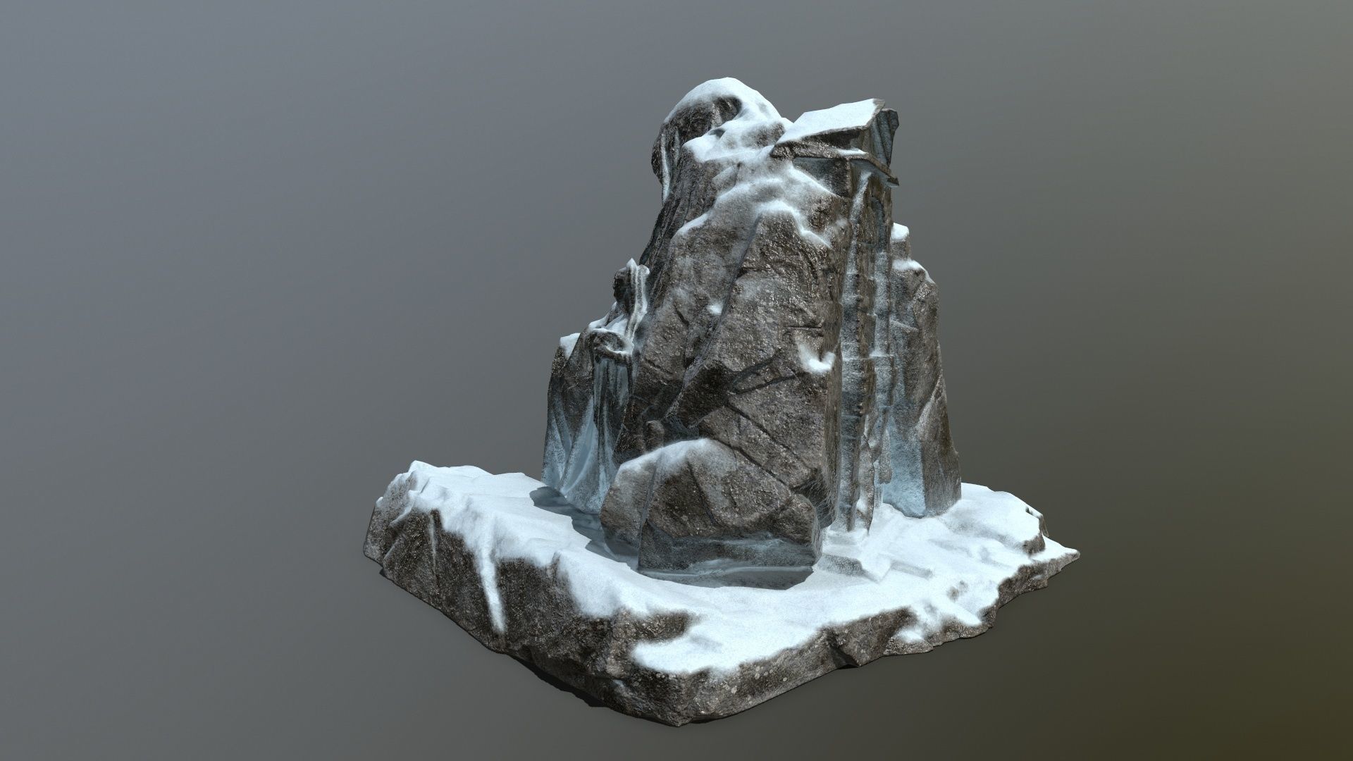snow statue gate  Low-poly 3D model_9