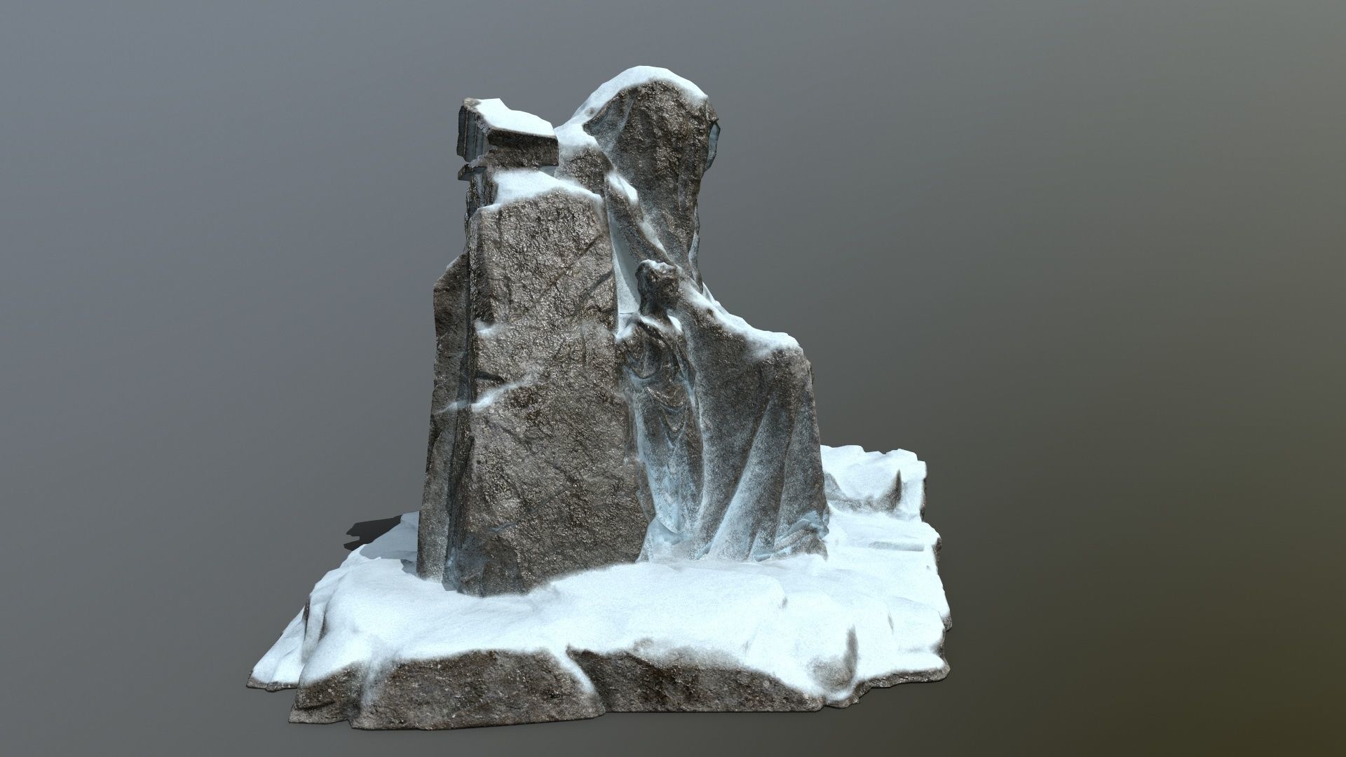 snow statue gate  Low-poly 3D model_5