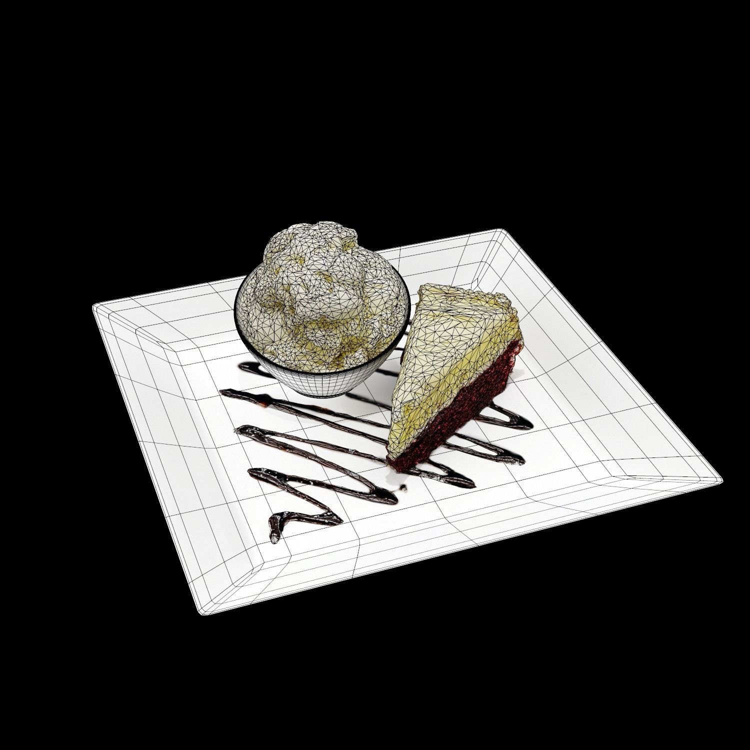 Crazy Red velvet Cheesecake Low-poly 3D model_10