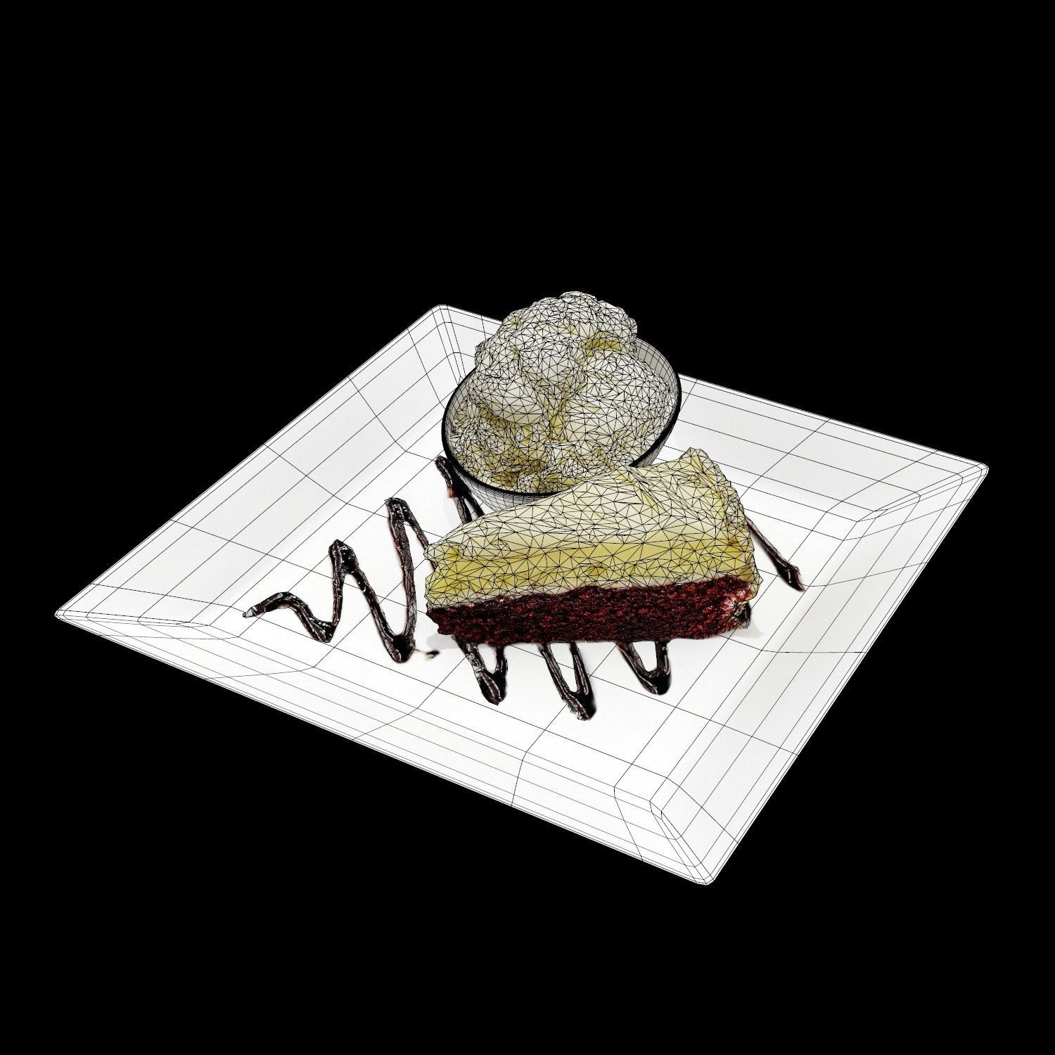 Crazy Red velvet Cheesecake Low-poly 3D model_9