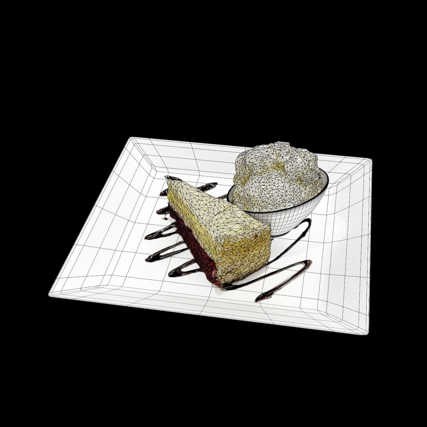 Crazy Red velvet Cheesecake Low-poly 3D model_8