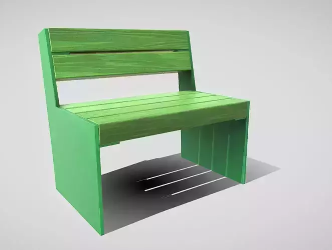 Park Bench 8 Oak Green Metal Frame 1 Low-poly 3D model