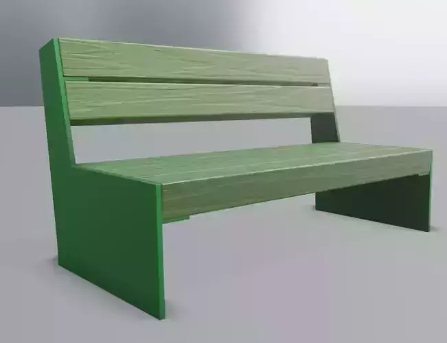 Park Bench 8 Oak Green Metal Frame 2   Low-poly 3D model