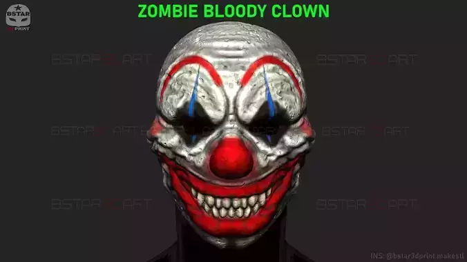 Zombie Bloody Clown Mask - Scary Halloween Cosplay