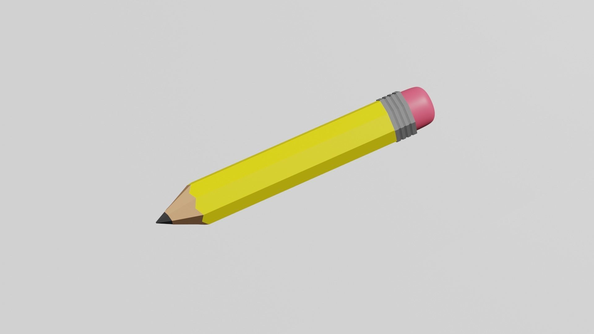 Yellow pencil low poly Low-poly 3D model_2