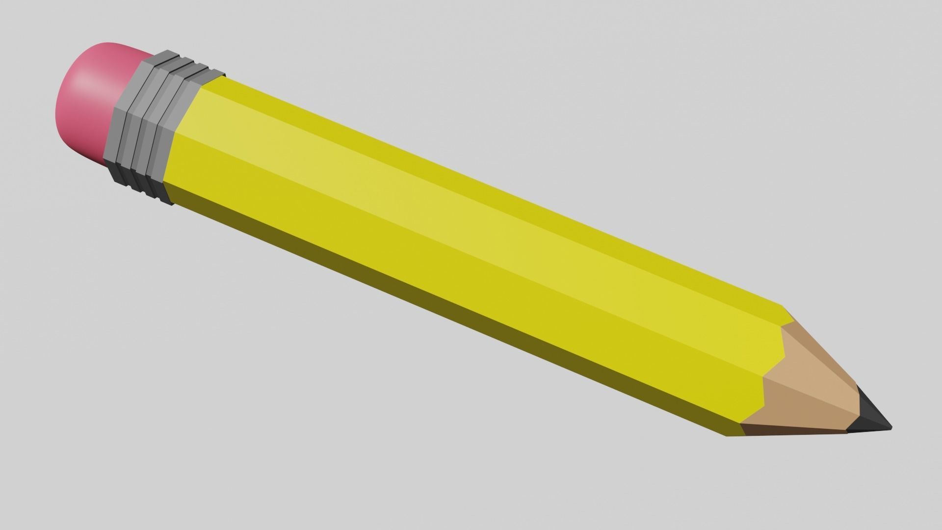 Yellow pencil low poly Low-poly 3D model_8