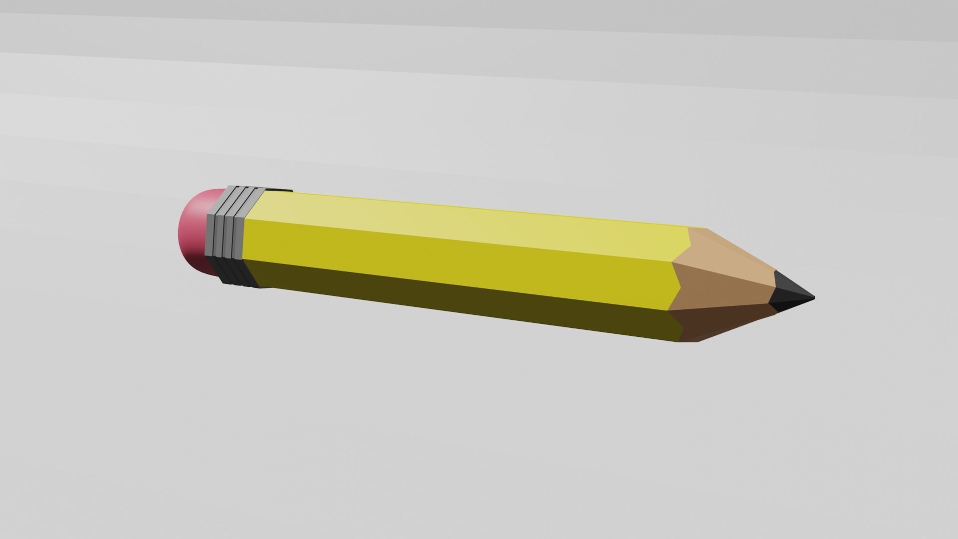 Yellow pencil low poly Low-poly 3D model_1