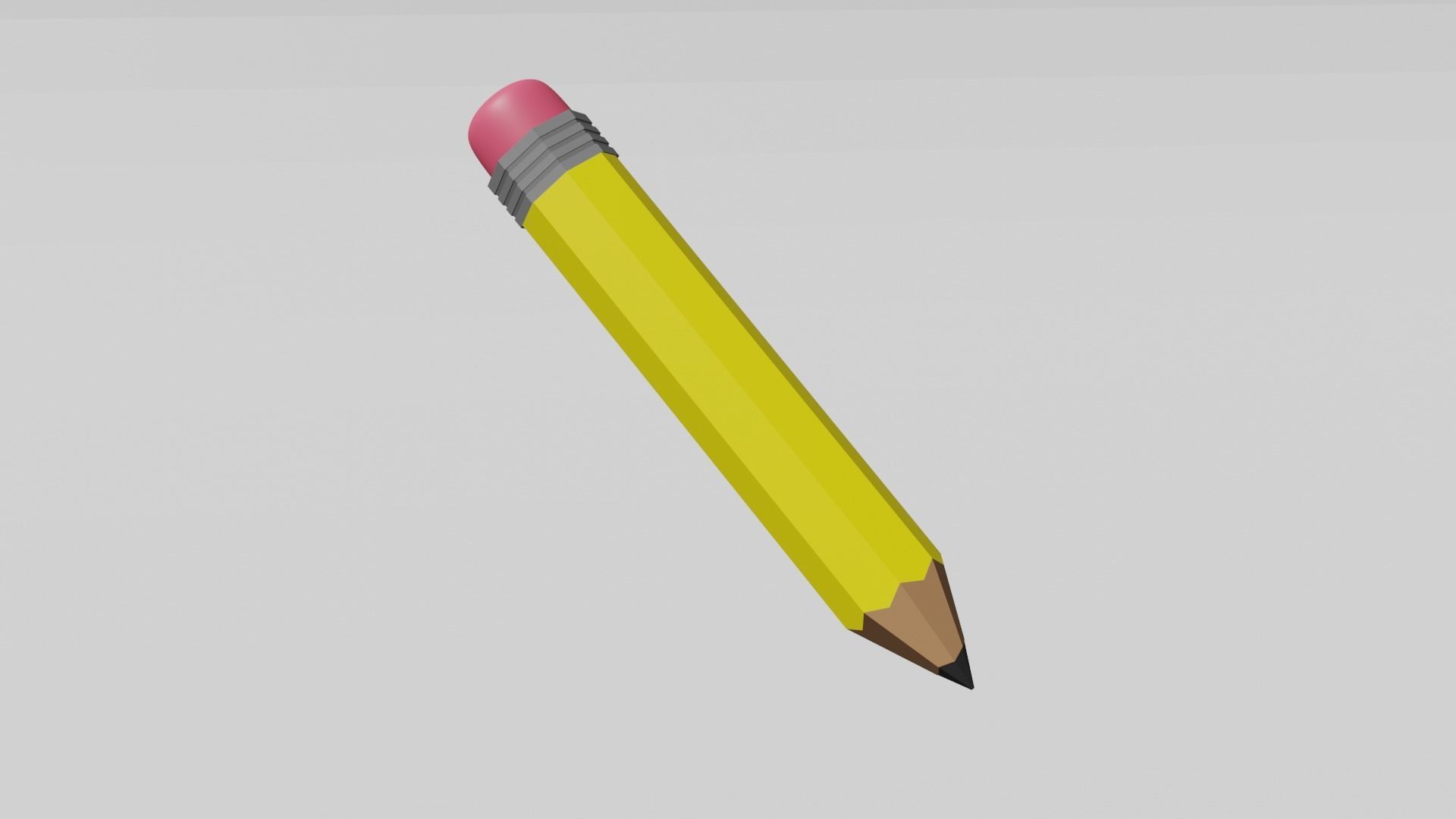 Yellow pencil low poly Low-poly 3D model_6