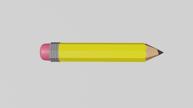 Yellow pencil low poly Low-poly 3D model