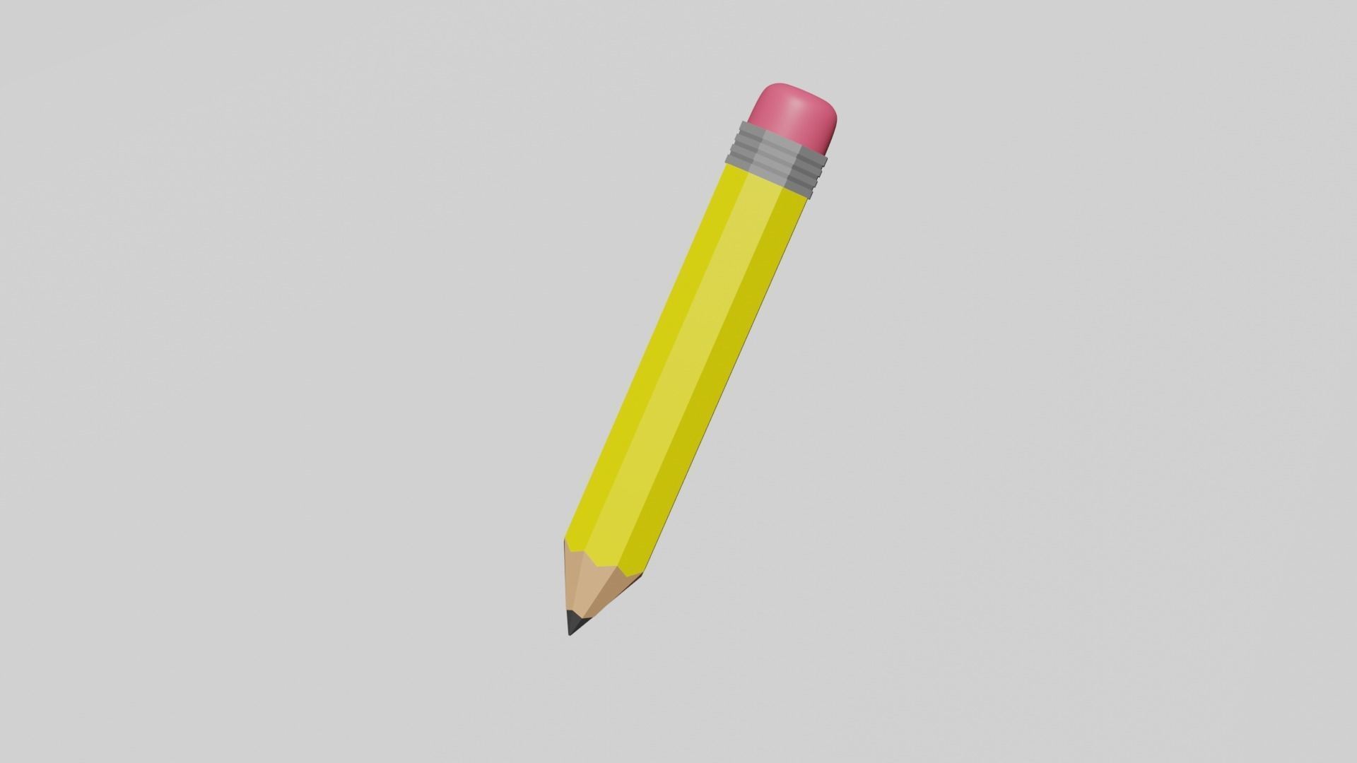 Yellow pencil low poly Low-poly 3D model_4