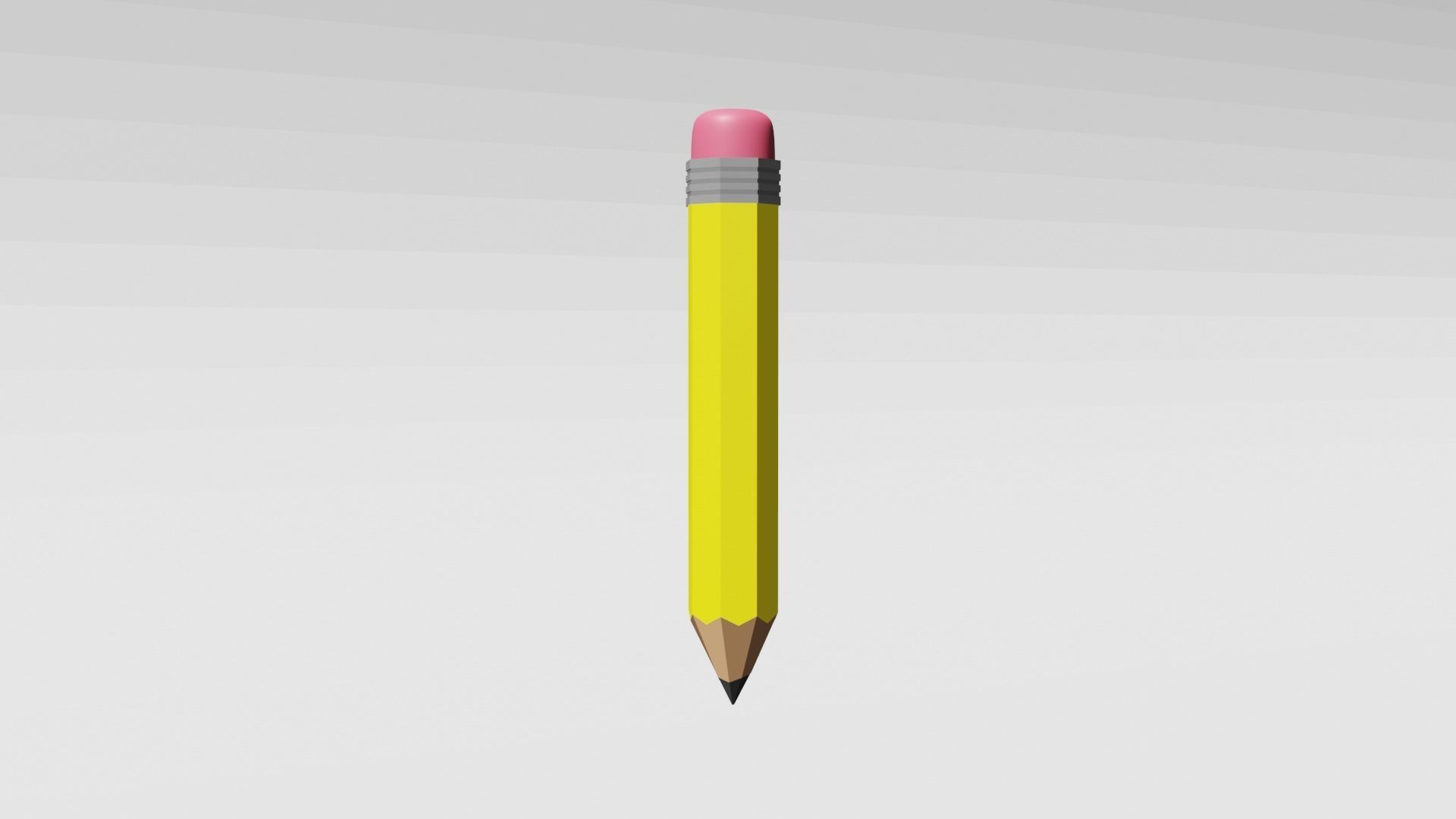 Yellow pencil low poly Low-poly 3D model_3
