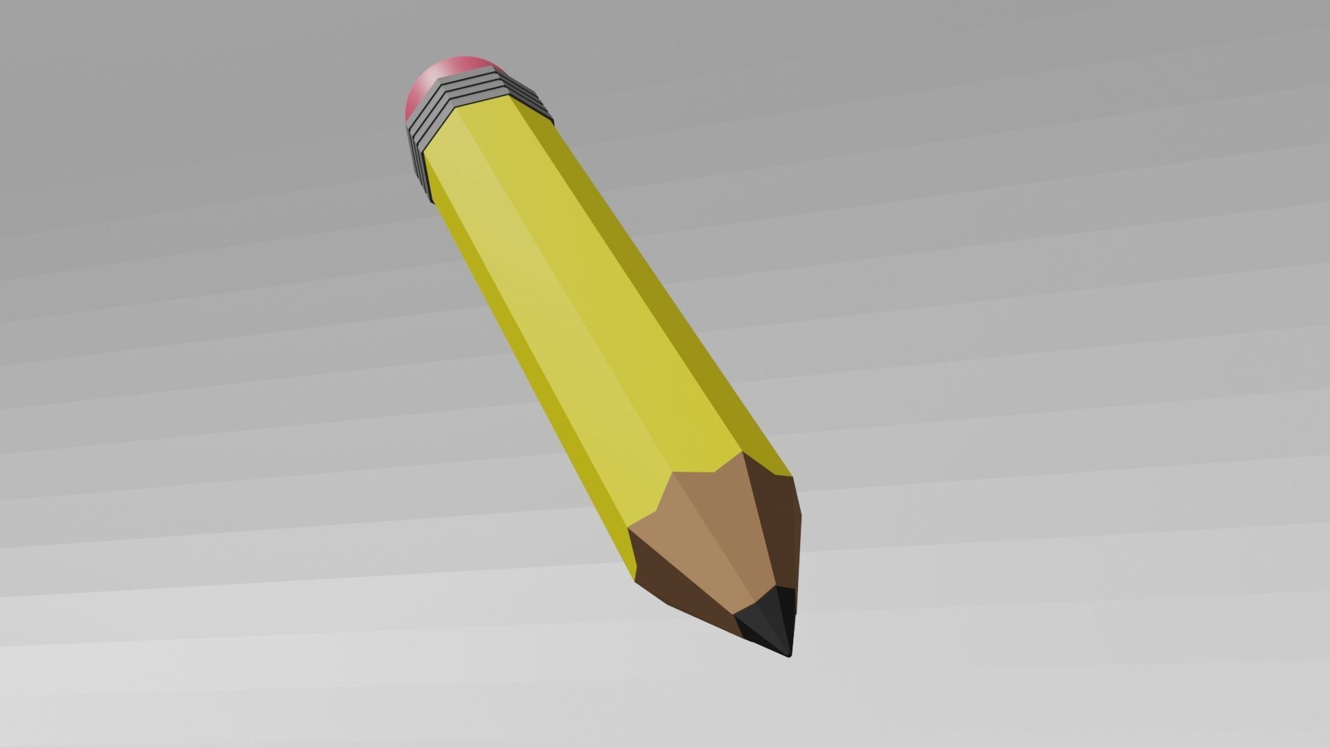 Yellow pencil low poly Low-poly 3D model_7