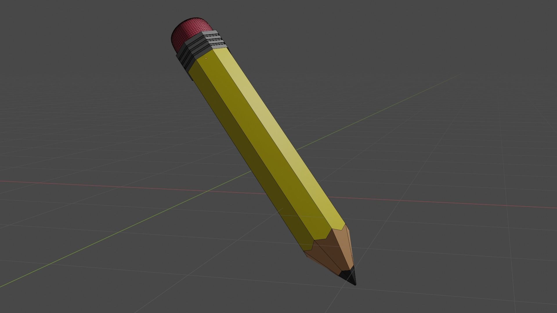 Yellow pencil low poly Low-poly 3D model_9