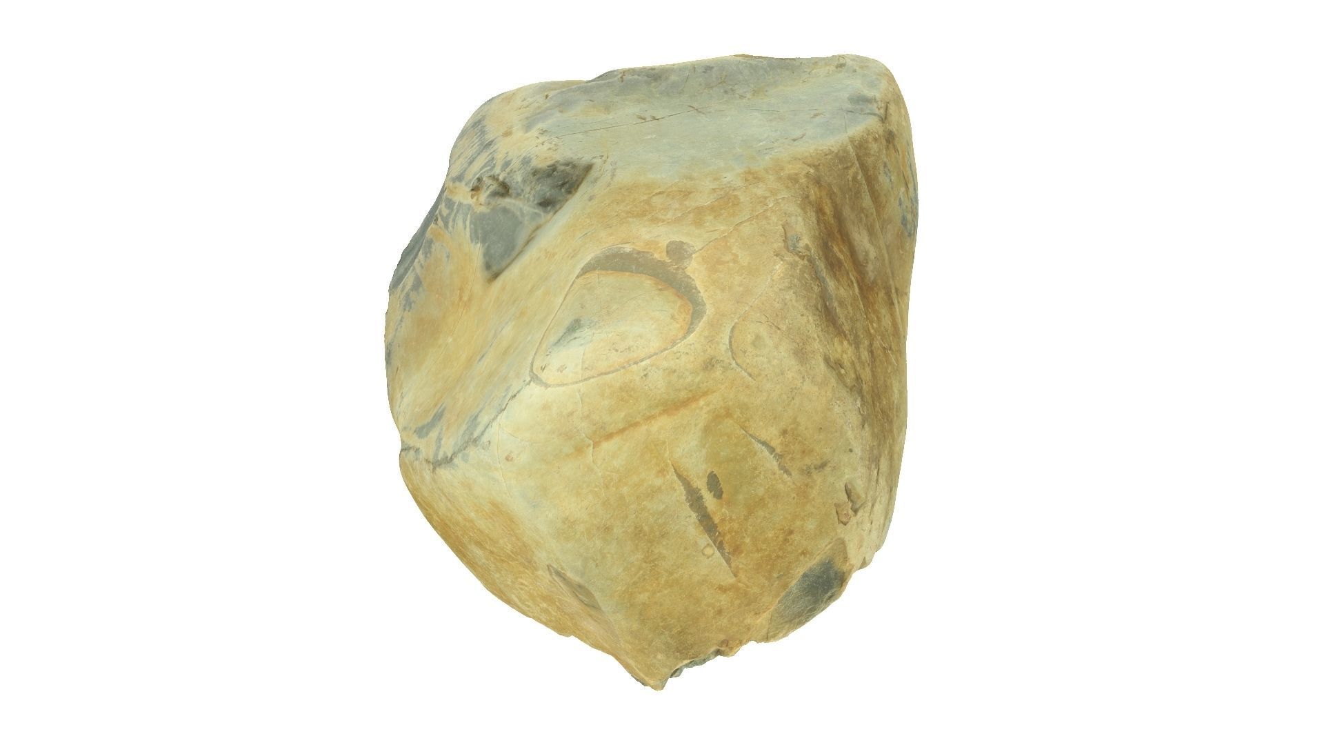 Yellow and Gray Rock Raw Scanned 3D model_3