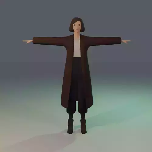 Simply Stylized Female Detective Low-poly 3D model Low-poly 3D model