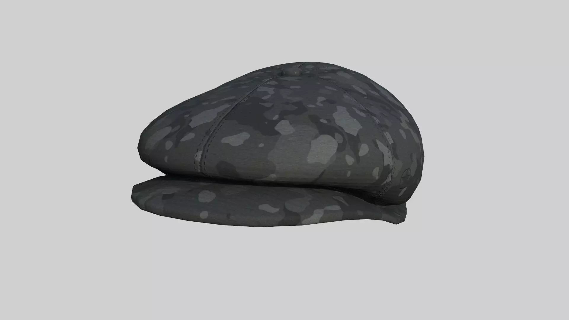 Newsboy Hat 04 Dark Camouflage - Character Fashion Design Low-poly 3D model_0