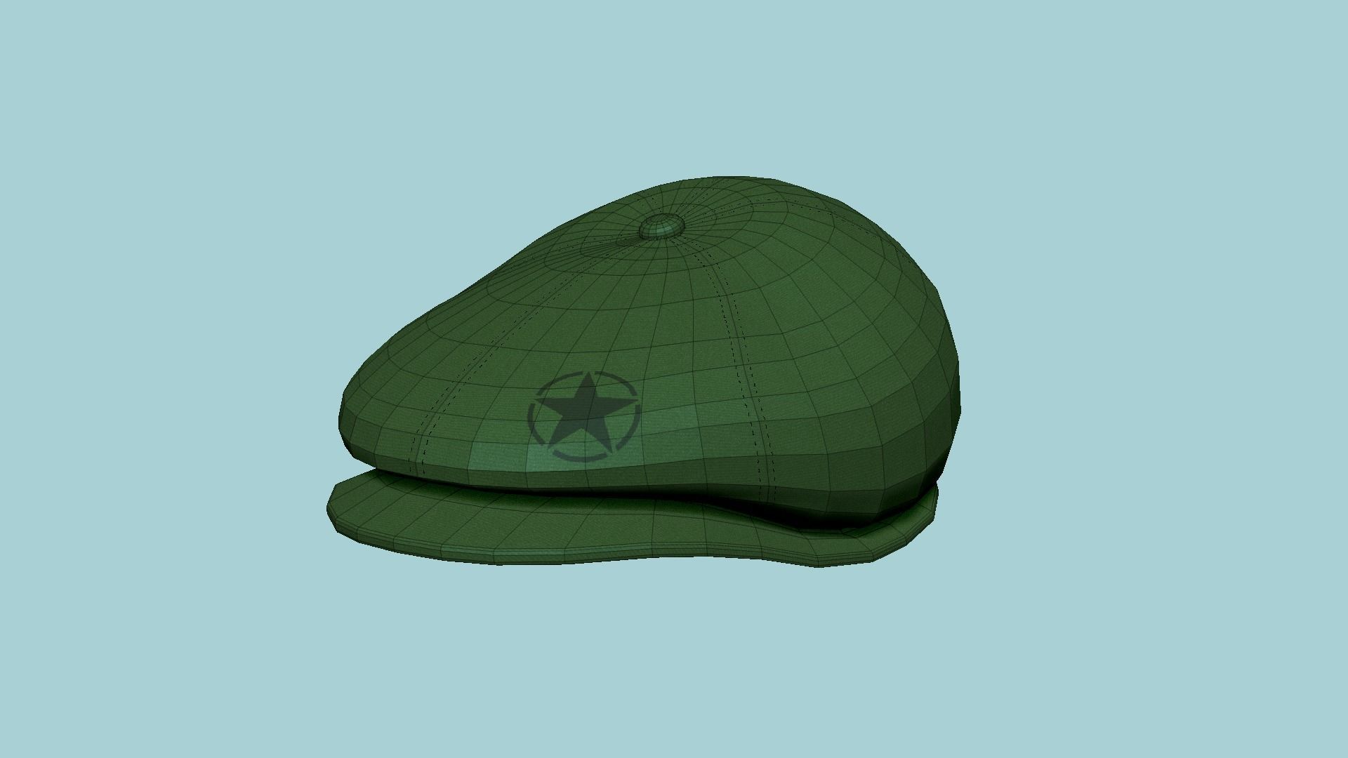 Newsboy Hat 06 Green Military - Character Fashion Design Low-poly 3D model_6
