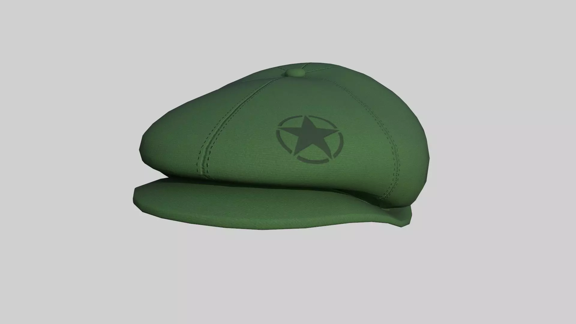 Newsboy Hat 06 Green Military - Character Fashion Design Low-poly 3D model_0